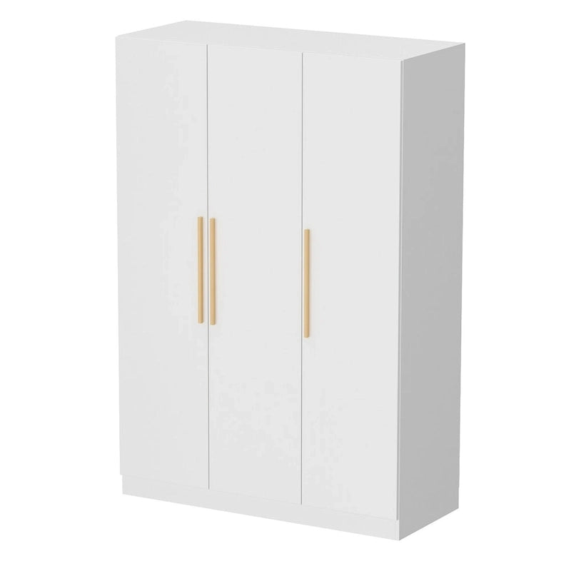 Timechee 47.2 Armoire de rangement pour vêtements avec poignées en bois massif Blanc