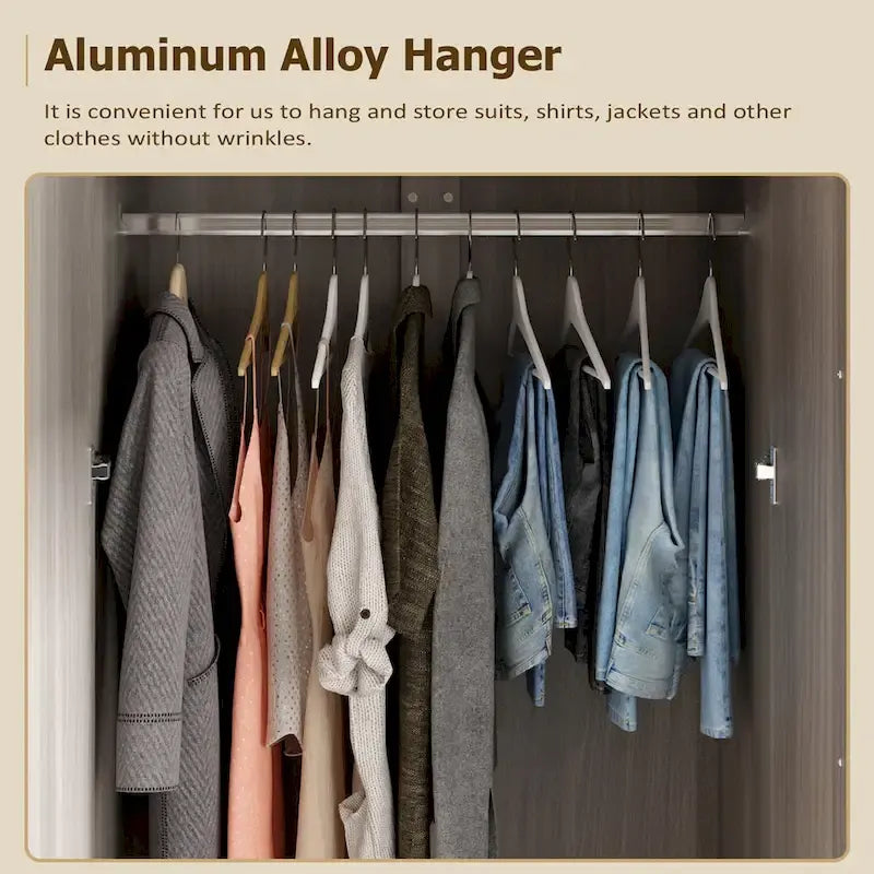 Timechee 47.2 Armoire de rangement pour vêtements avec poignées en bois massif Blanc
