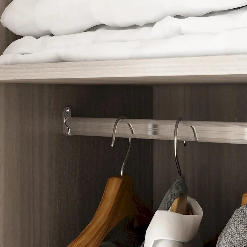 Timechee 47.2 Armoire de rangement pour vêtements avec poignées en bois massif Blanc