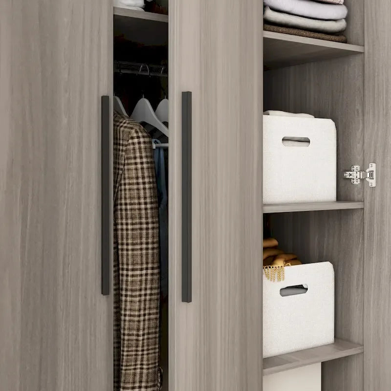 Timechee 47.2 Armoire de rangement pour vêtements avec poignées en bois massif Blanc