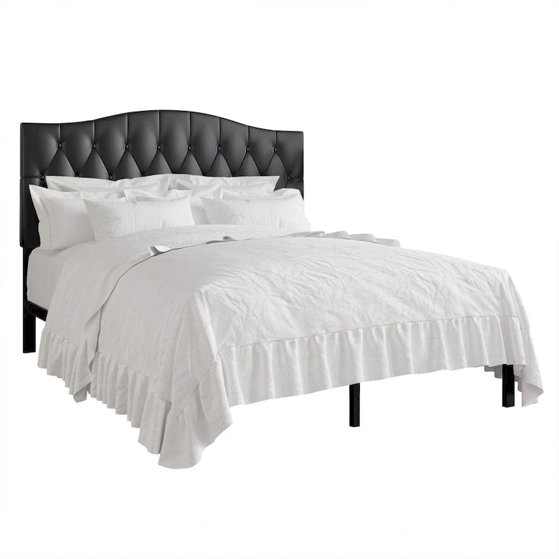 Lit Plateforme Rembourré Capitonnage Bouton Linge Classique CraftPorch