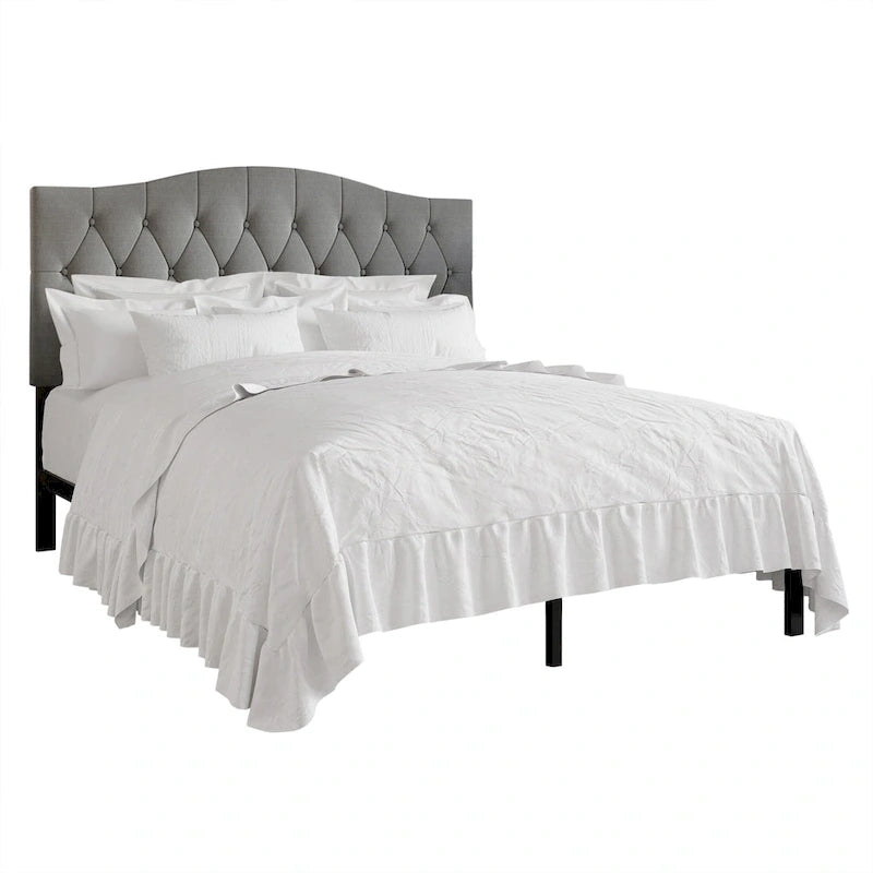 Lit Plateforme Rembourré Capitonnage Bouton Linge Classique CraftPorch