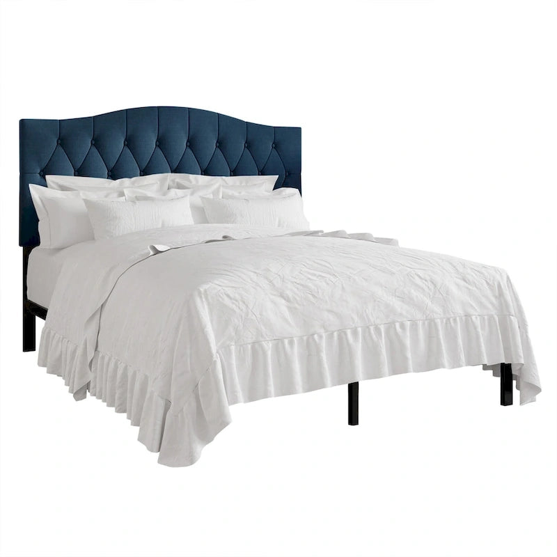 Lit Plateforme Rembourré Capitonnage Bouton Linge Classique CraftPorch