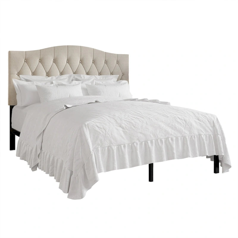 Lit Plateforme Rembourré Capitonnage Bouton Linge Classique CraftPorch
