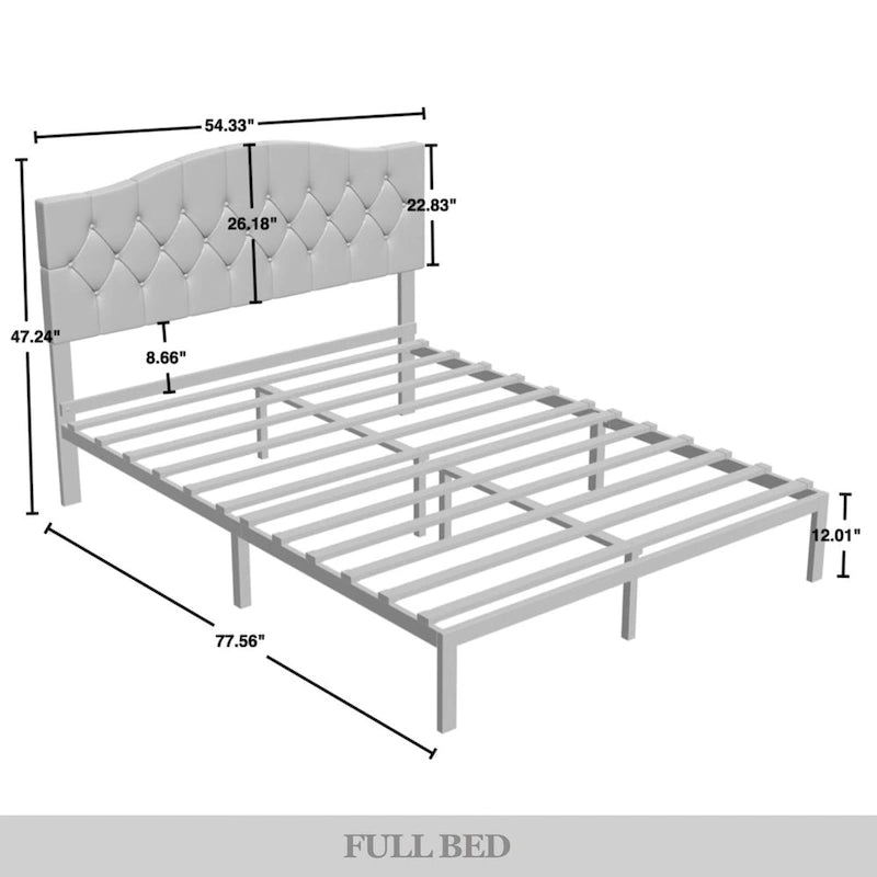 Lit Plateforme Rembourré Capitonnage Bouton Linge Classique CraftPorch