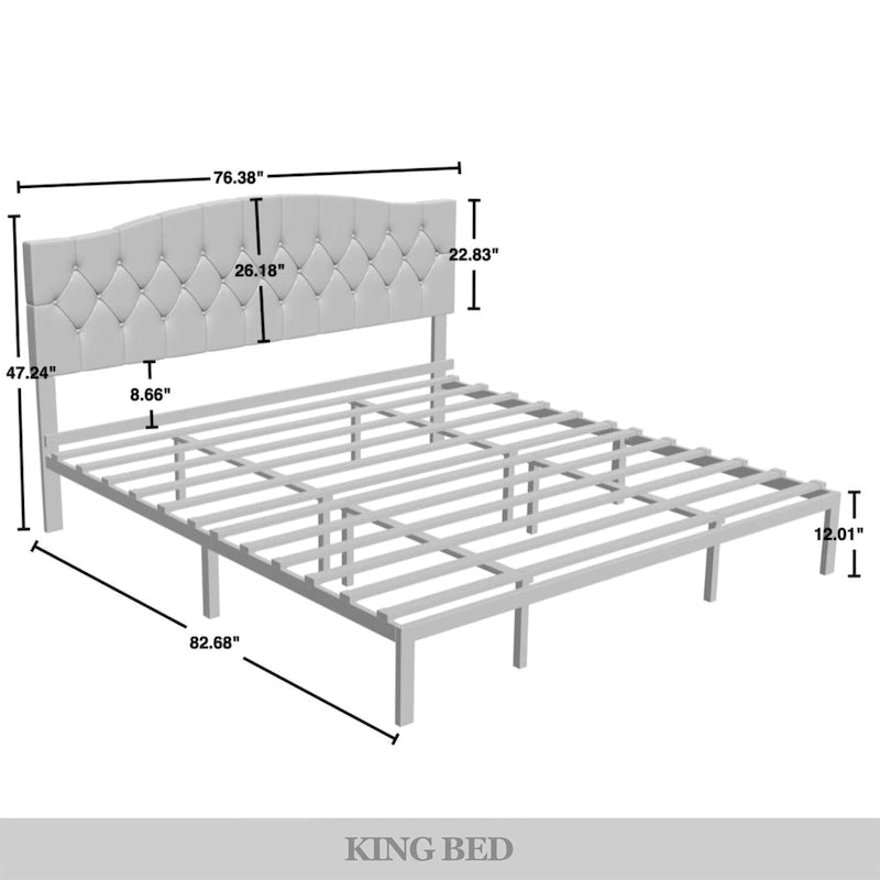 Lit Plateforme Rembourré Capitonnage Bouton Linge Classique CraftPorch