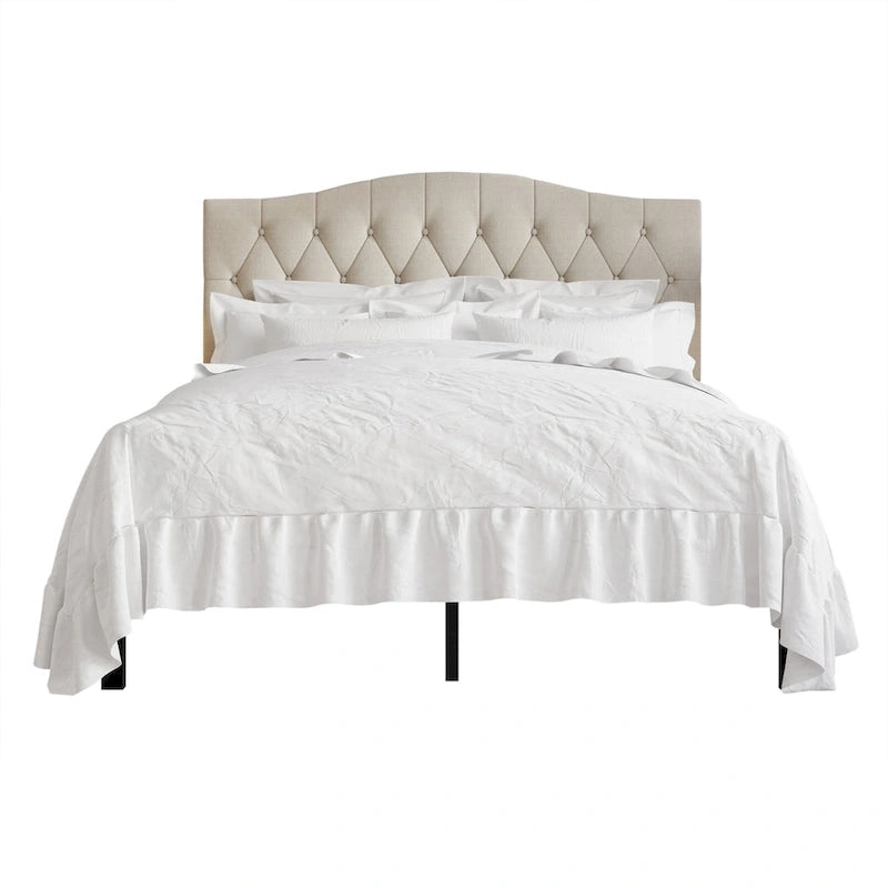 Lit Plateforme Rembourré Capitonnage Bouton Linge Classique CraftPorch