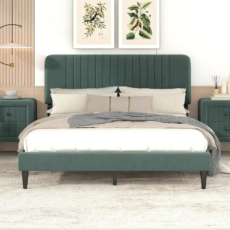 Lit plateforme rembourré Queen size