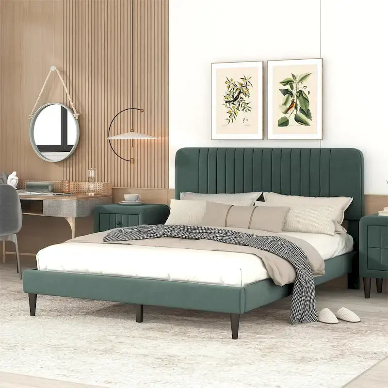 Lit plateforme rembourré Queen size
