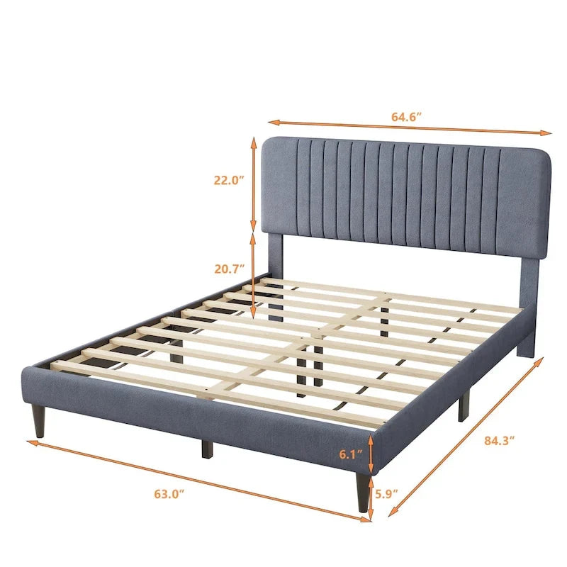 Lit plateforme rembourré Queen size