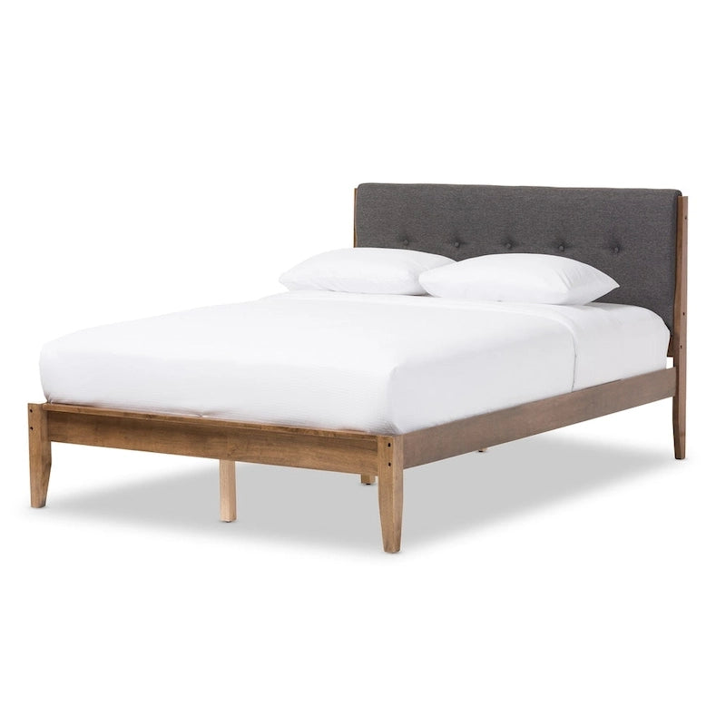 Lit plateforme Mid-Century en tissu et bois par Baxton Studio