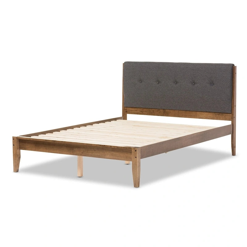 Lit plateforme Mid-Century en tissu et bois par Baxton Studio