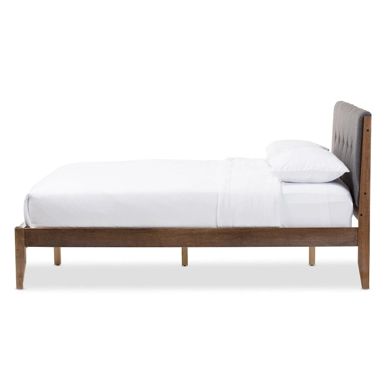 Lit plateforme Mid-Century en tissu et bois par Baxton Studio