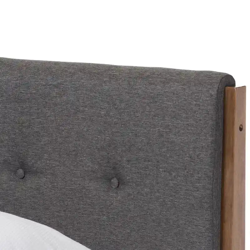 Lit plateforme Mid-Century en tissu et bois par Baxton Studio