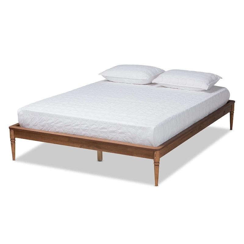 Cadre de lit en bois fini noyer marron classique et traditionnel Tallis