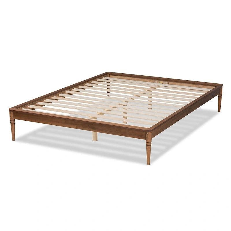 Cadre de lit en bois fini noyer marron classique et traditionnel Tallis