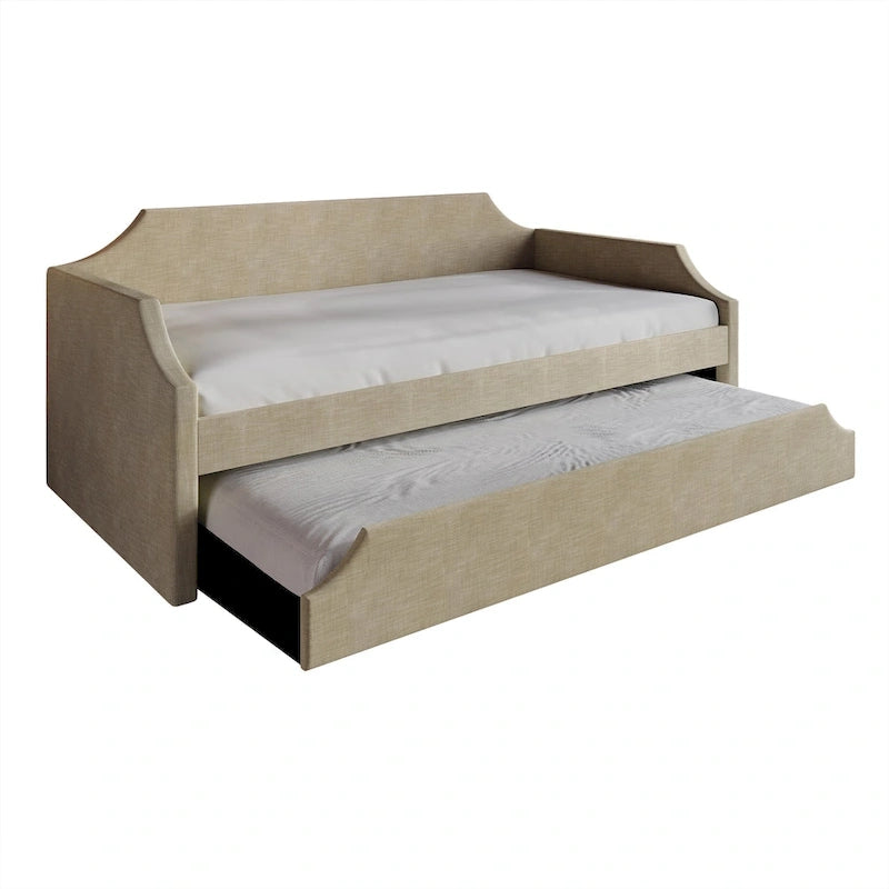 Lit de repos double en lin CraftPorch Elegance avec lit gigogne