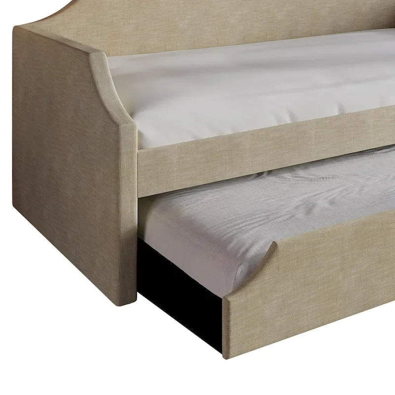 Lit de repos double en lin CraftPorch Elegance avec lit gigogne