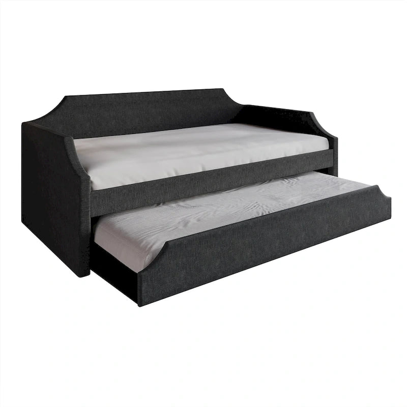 Lit de repos double en lin CraftPorch Elegance avec lit gigogne