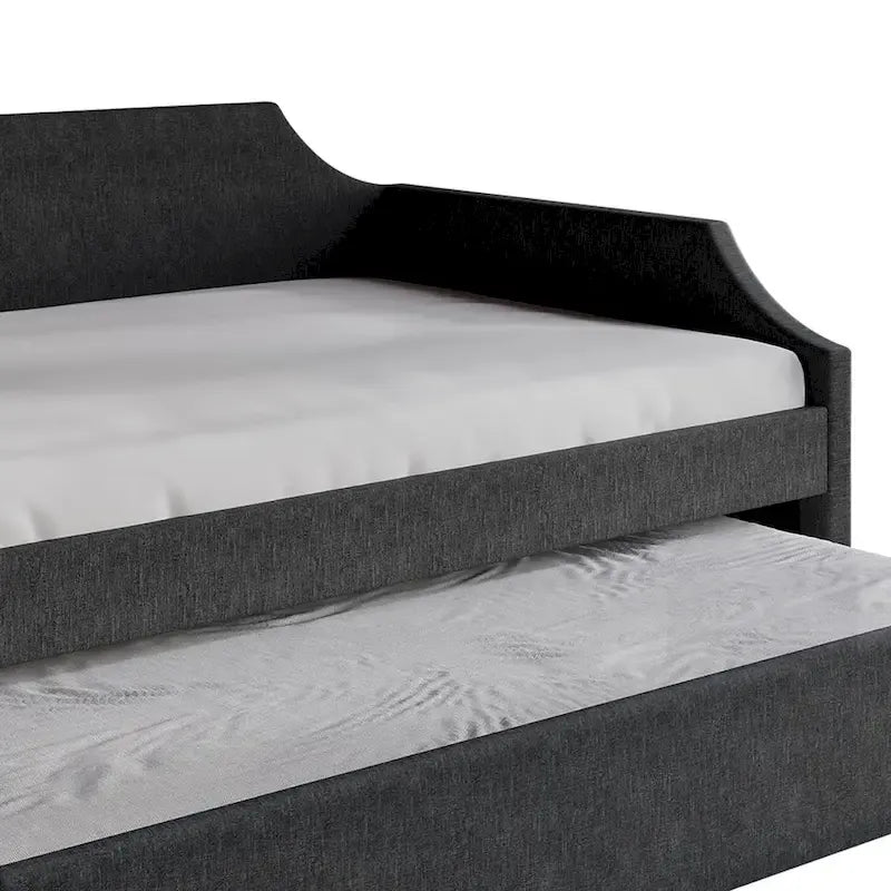 Lit de repos double en lin CraftPorch Elegance avec lit gigogne