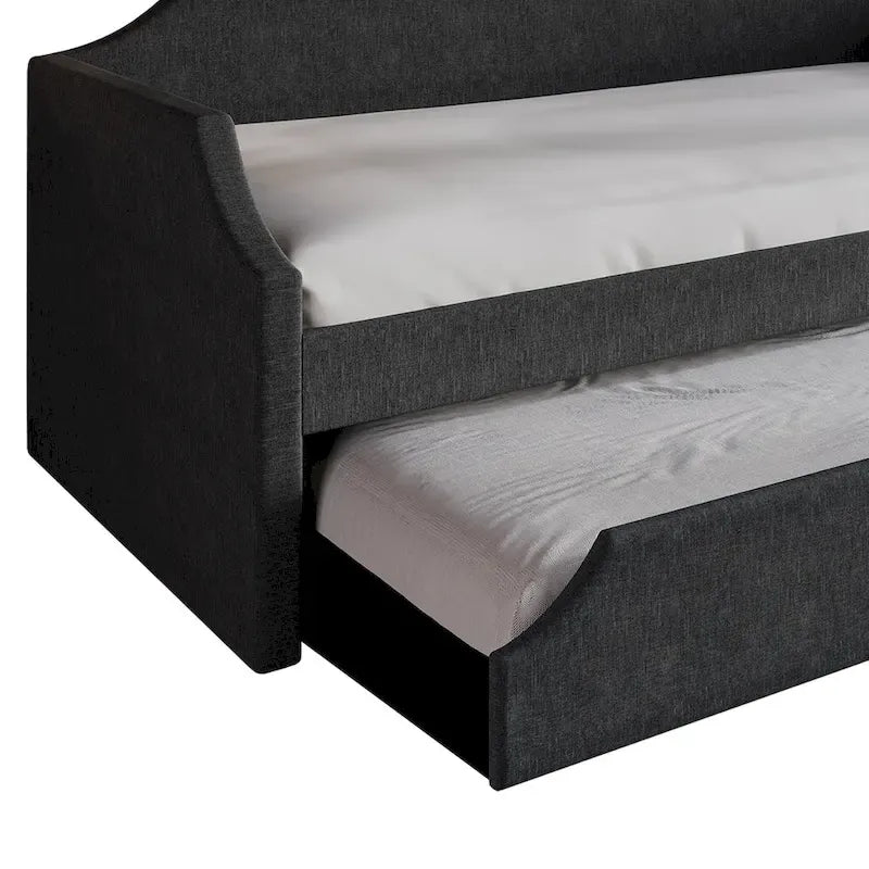 Lit de repos double en lin CraftPorch Elegance avec lit gigogne