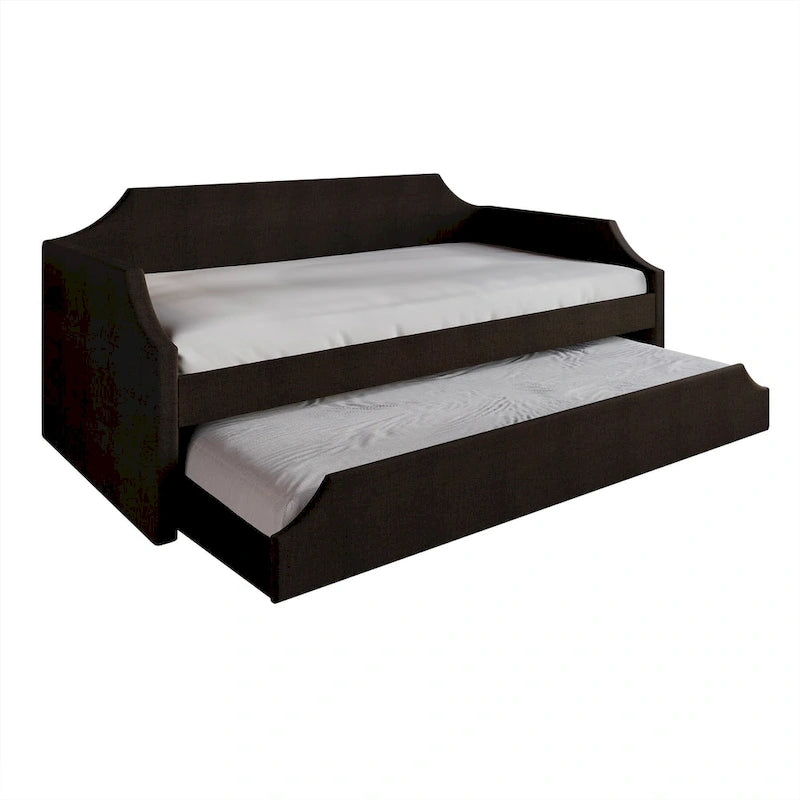 Lit de repos double en lin CraftPorch Elegance avec lit gigogne
