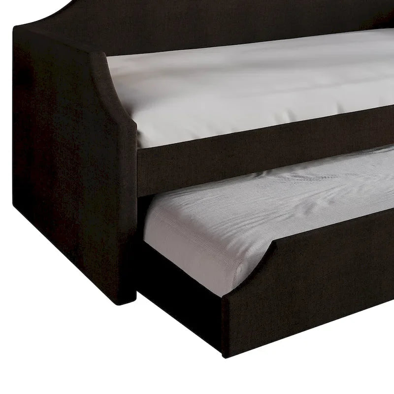 Lit de repos double en lin CraftPorch Elegance avec lit gigogne