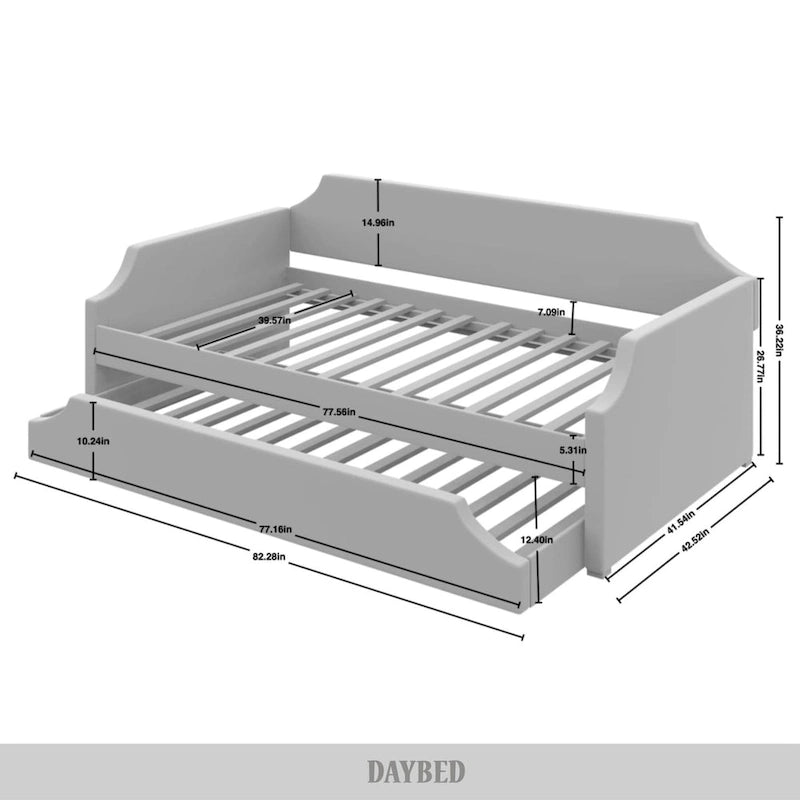 Lit de repos double en lin CraftPorch Elegance avec lit gigogne