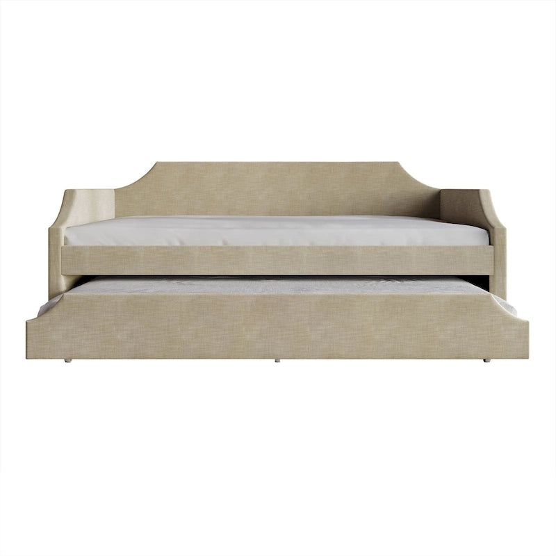 Lit de repos double en lin CraftPorch Elegance avec lit gigogne