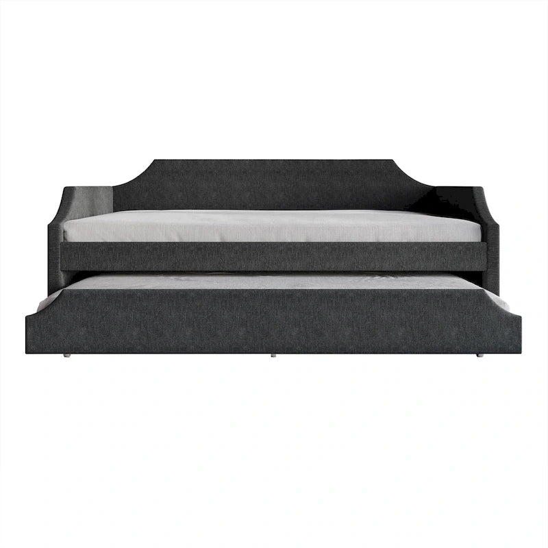 Lit de repos double en lin CraftPorch Elegance avec lit gigogne