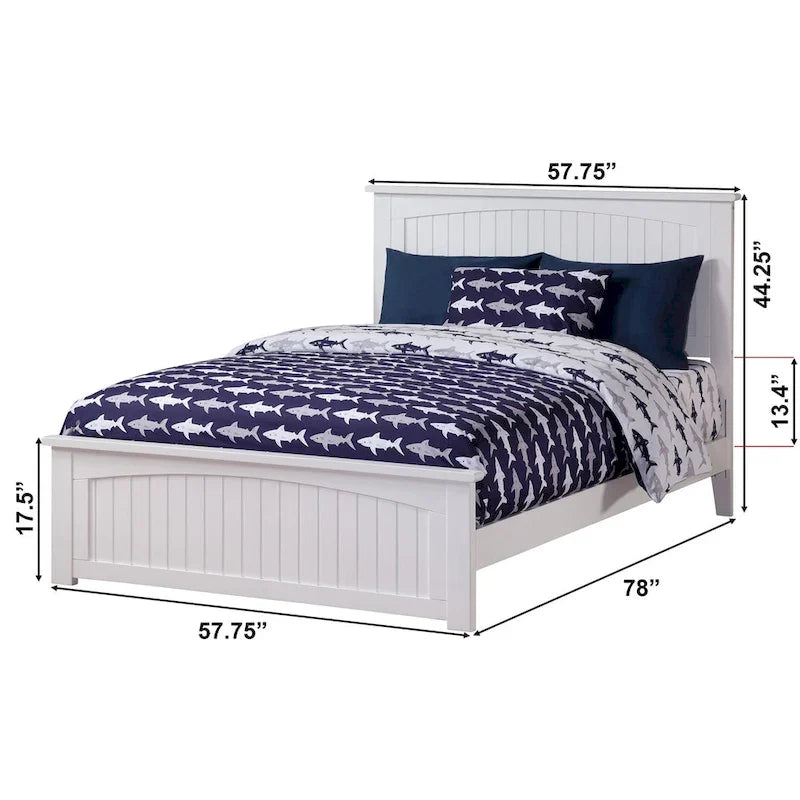 Lit plateforme complet Nantucket avec tête de lit assortie blanc
