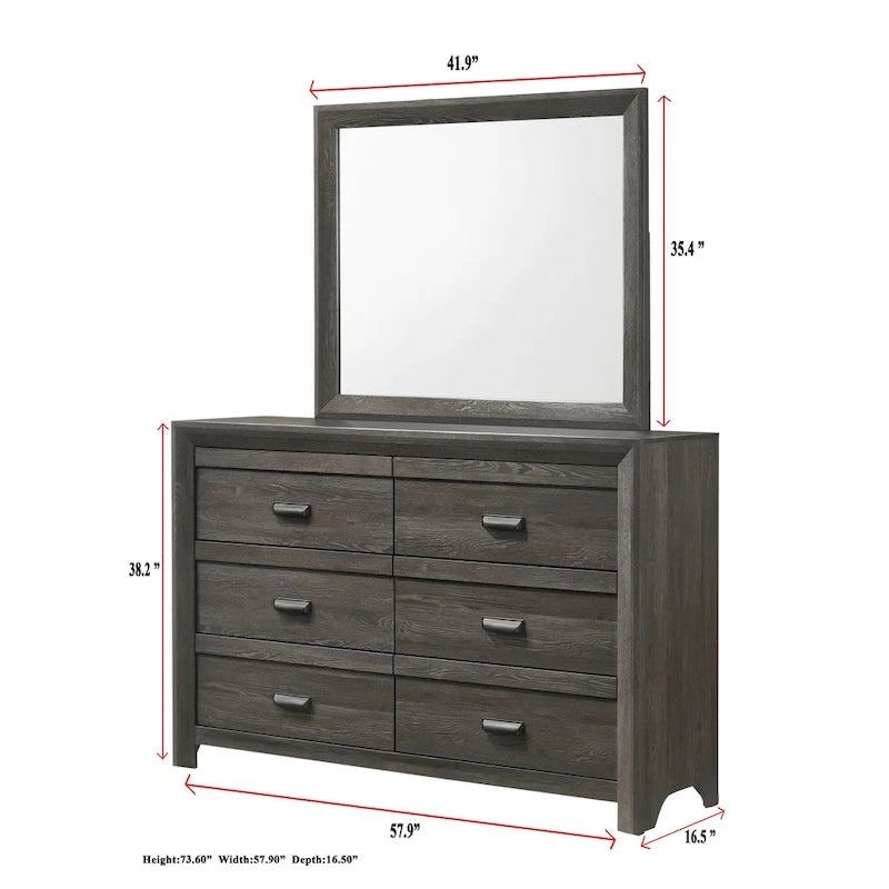 Ensemble de chambre Essa classique 6 pièces en panneaux marron