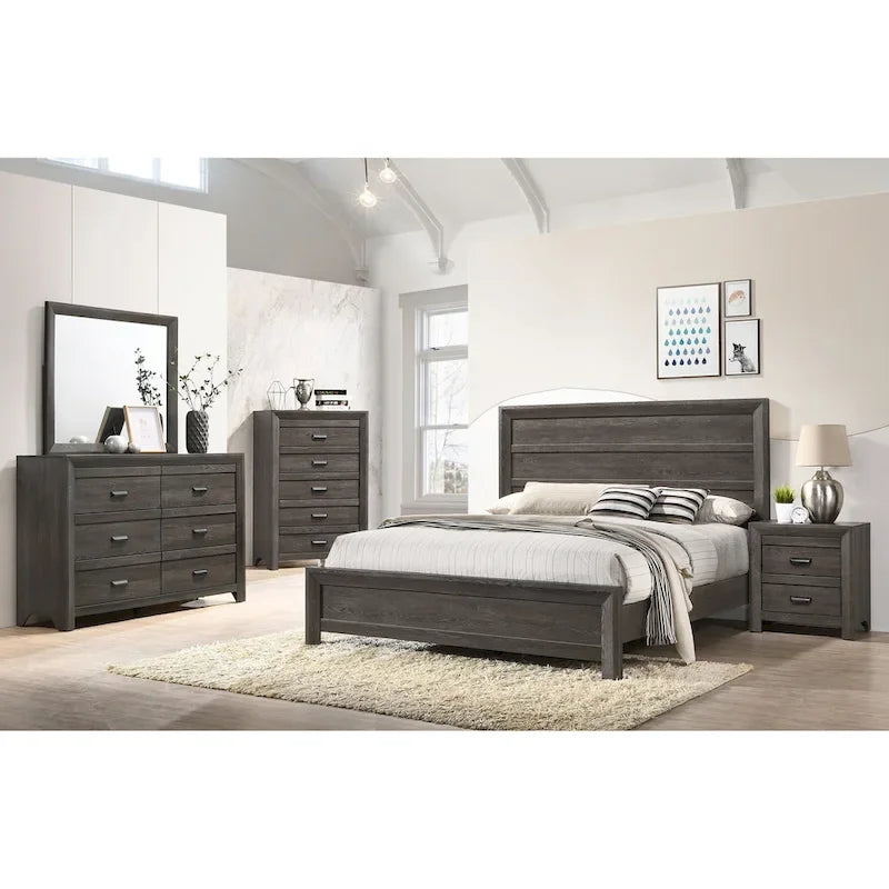 Ensemble de chambre Essa classique 6 pièces en panneaux marron