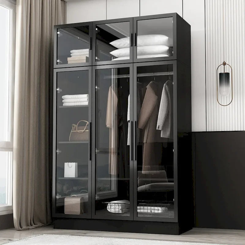 Armoire de rangement avec portes vitrées et éclairage - Meuble de présentation