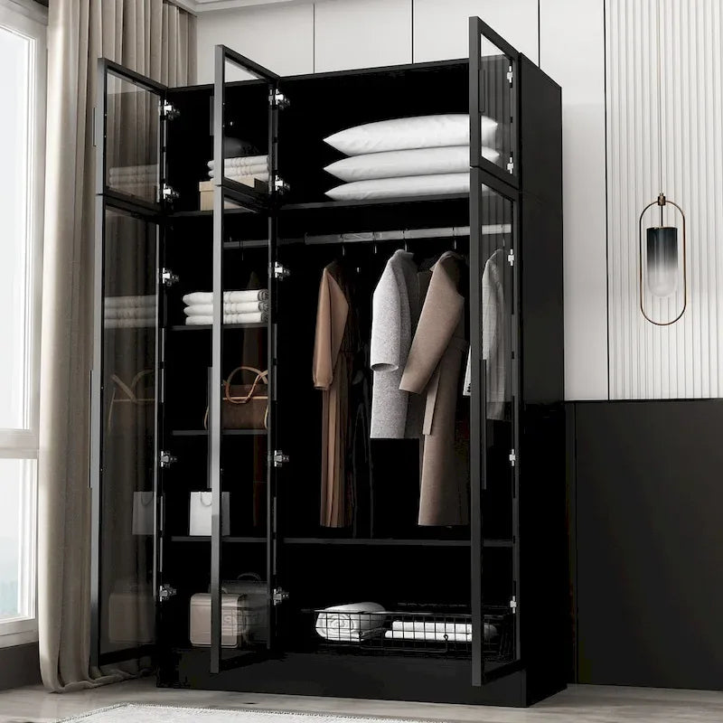Armoire de rangement avec portes vitrées et éclairage - Meuble de présentation