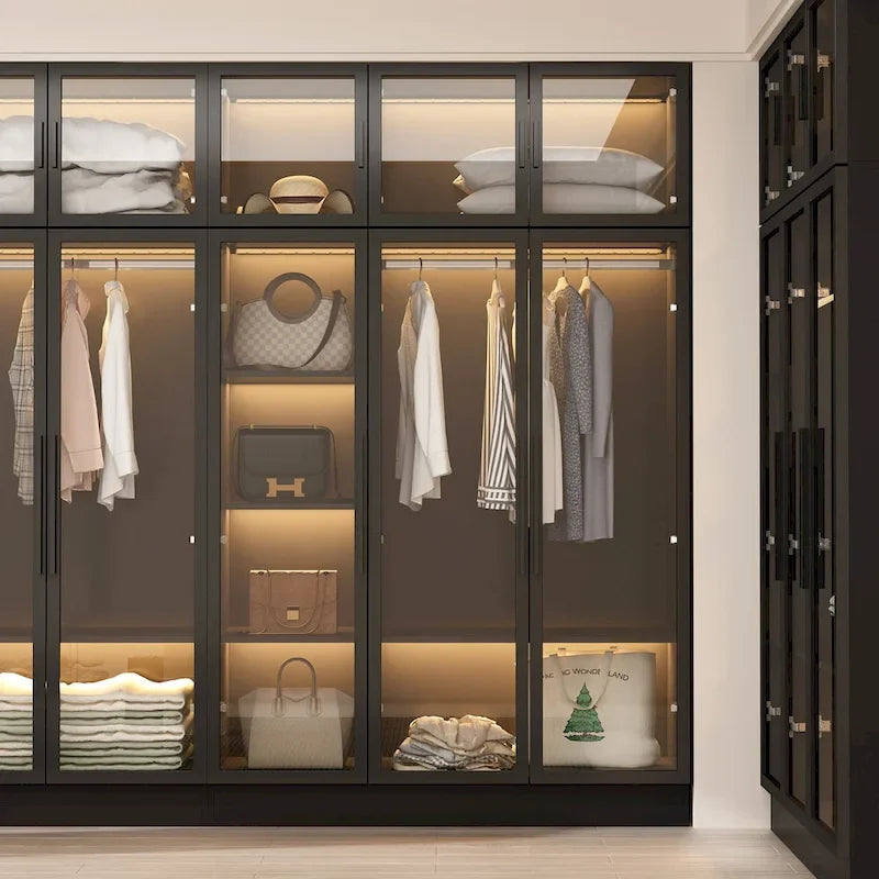 Armoire de rangement avec portes vitrées et éclairage - Meuble de présentation