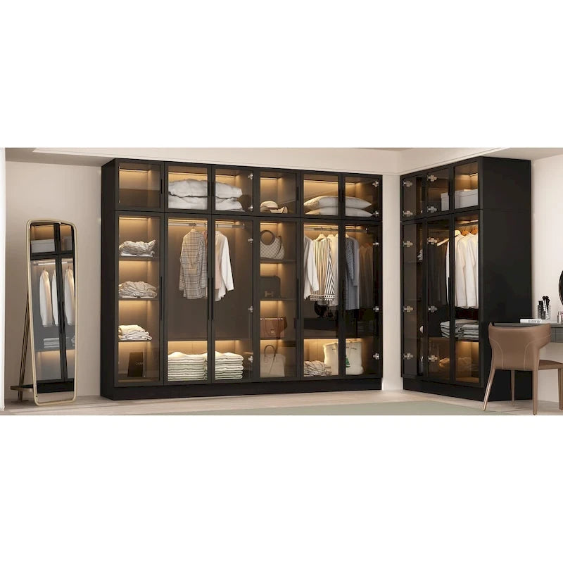 Armoire de rangement avec portes vitrées et éclairage - Meuble de présentation