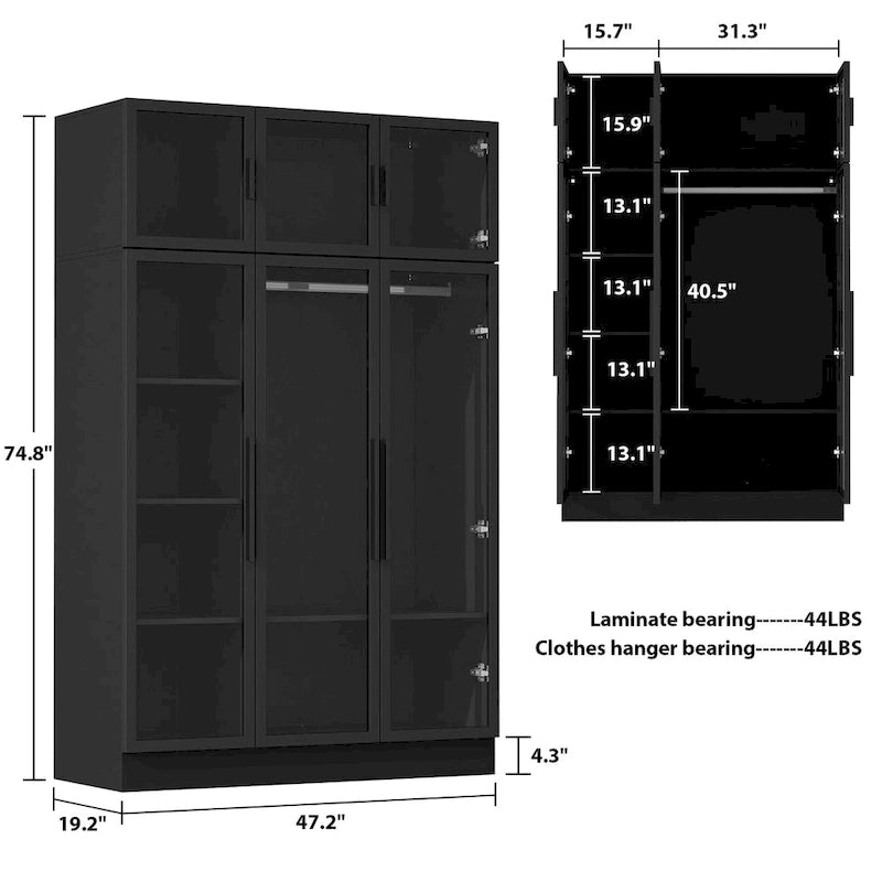 Armoire de rangement avec portes vitrées et éclairage - Meuble de présentation