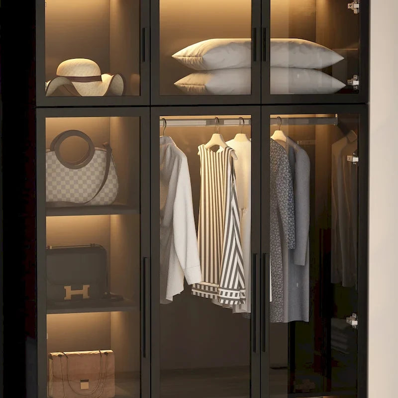 Armoire de rangement avec portes vitrées et éclairage - Meuble de présentation