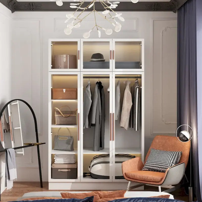 Armoire de rangement avec portes vitrées et éclairage - Meuble de présentation