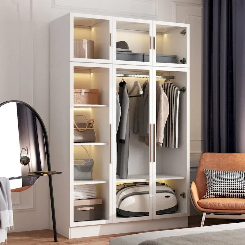 Armoire de rangement avec portes vitrées et éclairage - Meuble de présentation
