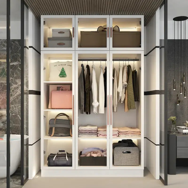 Armoire de rangement avec portes vitrées et éclairage - Meuble de présentation