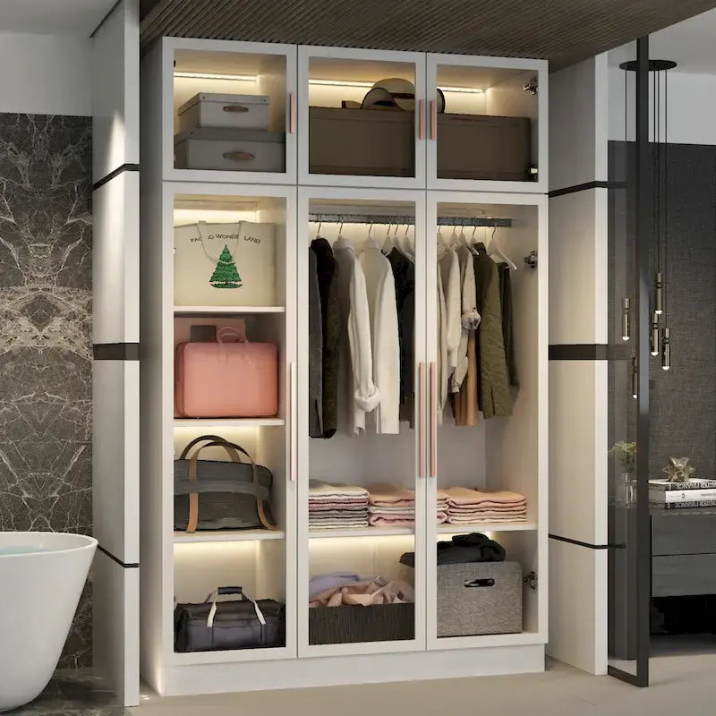 Armoire de rangement avec portes vitrées et éclairage - Meuble de présentation