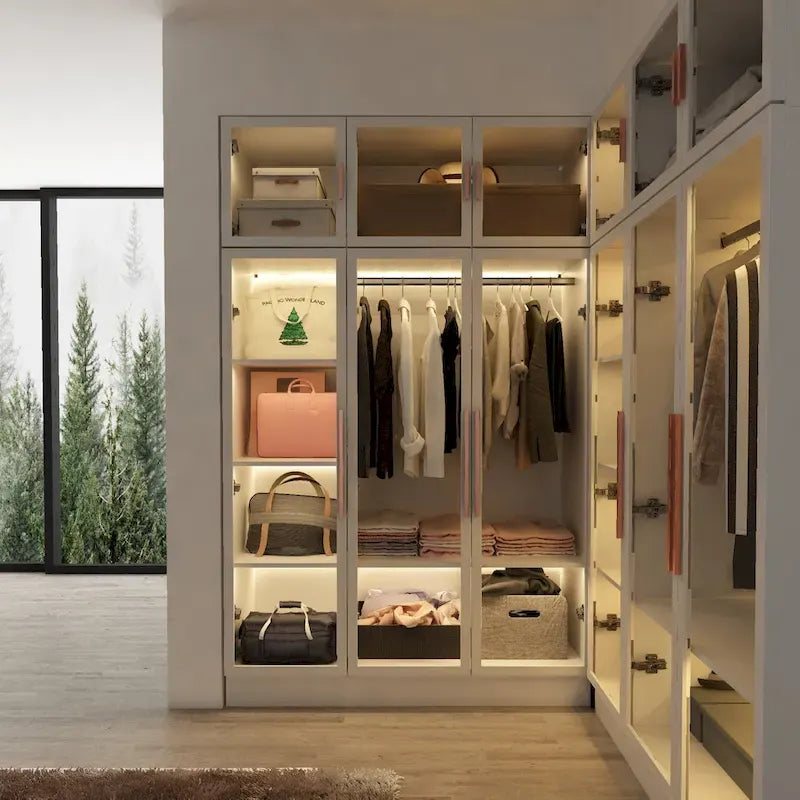 Armoire de rangement avec portes vitrées et éclairage - Meuble de présentation