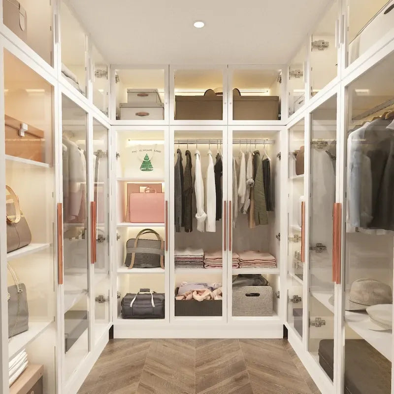 Armoire de rangement avec portes vitrées et éclairage - Meuble de présentation