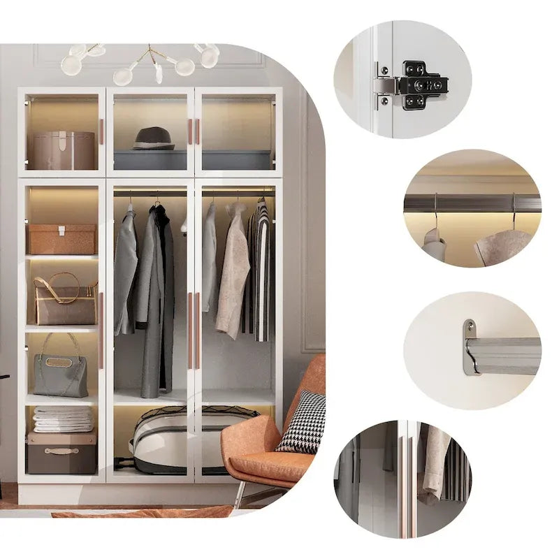 Armoire de rangement avec portes vitrées et éclairage - Meuble de présentation
