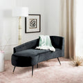 SAFAVIEH Helgrit Causeuse rétro glamour en velours noir et doré - 57,5 L x 27 P x 28 H - 58Lx27Px28H