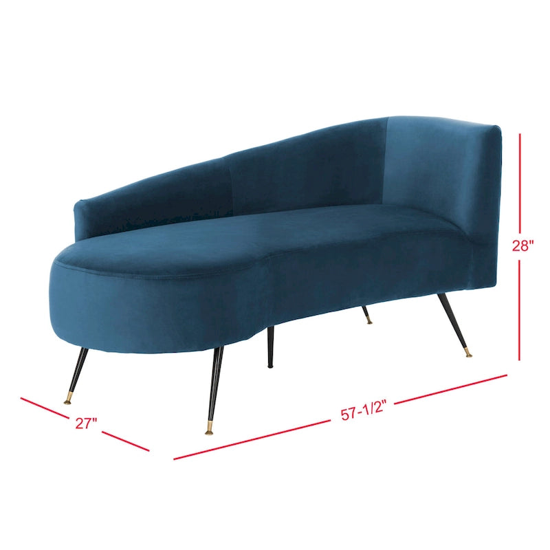 SAFAVIEH Helgrit Causeuse rétro glamour en velours noir et doré - 57,5 L x 27 P x 28 H - 58Lx27Px28H