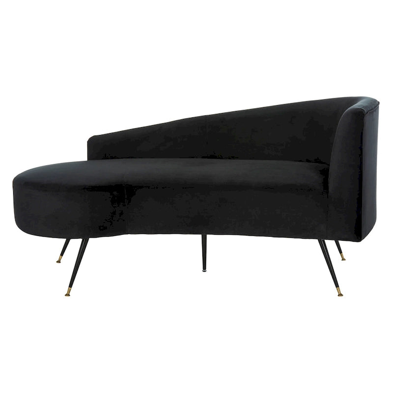 SAFAVIEH Helgrit Causeuse rétro glamour en velours noir et doré - 57,5 L x 27 P x 28 H - 58Lx27Px28H