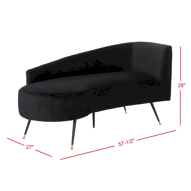 SAFAVIEH Helgrit Causeuse rétro glamour en velours noir et doré - 57,5 L x 27 P x 28 H - 58Lx27Px28H